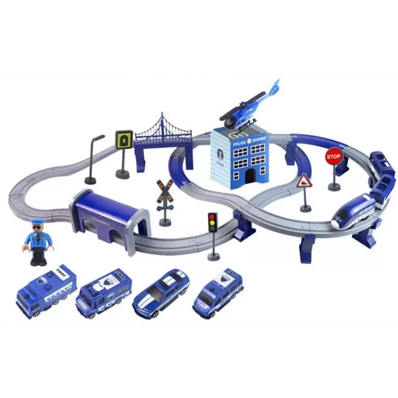 LEAN TOYS Police Town treinset blauw 203 km/h