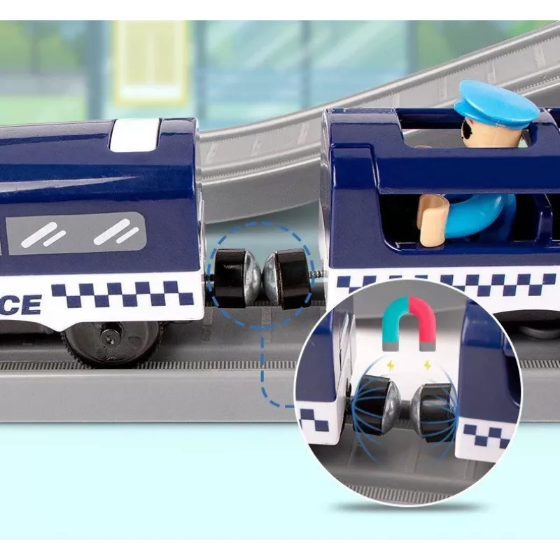 LEAN TOYS Police Town treinset blauw 203 km/h