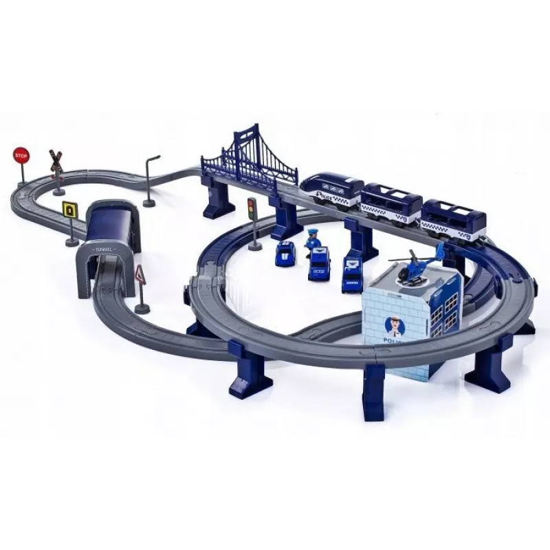 LEAN TOYS Police Town treinset blauw 203 km/h