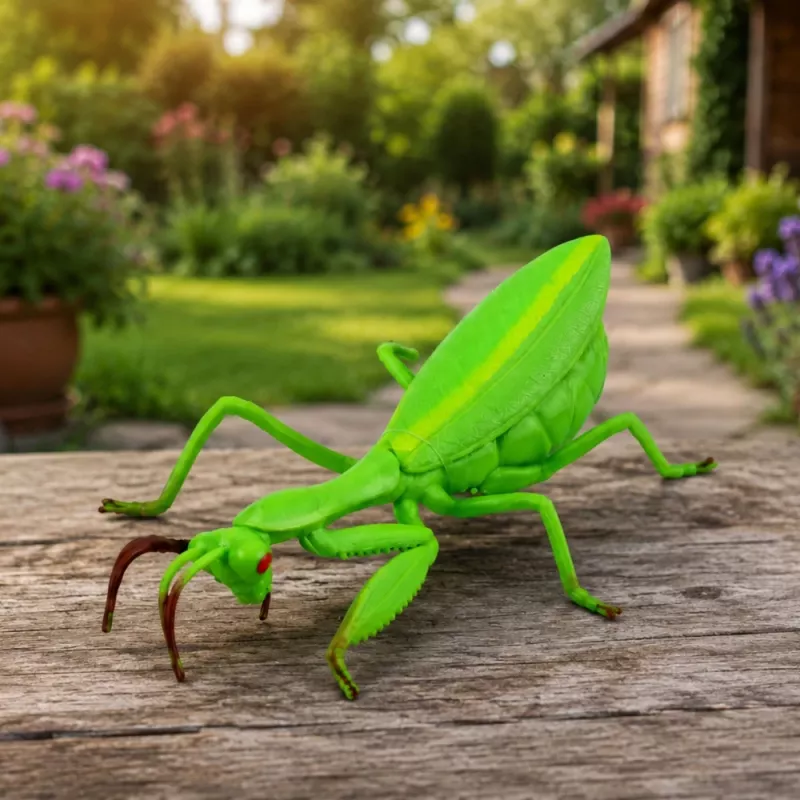 LEAN TOYS Bidsprinkhaan rubberen figuur rekbaar realistisch groen 18 cm
