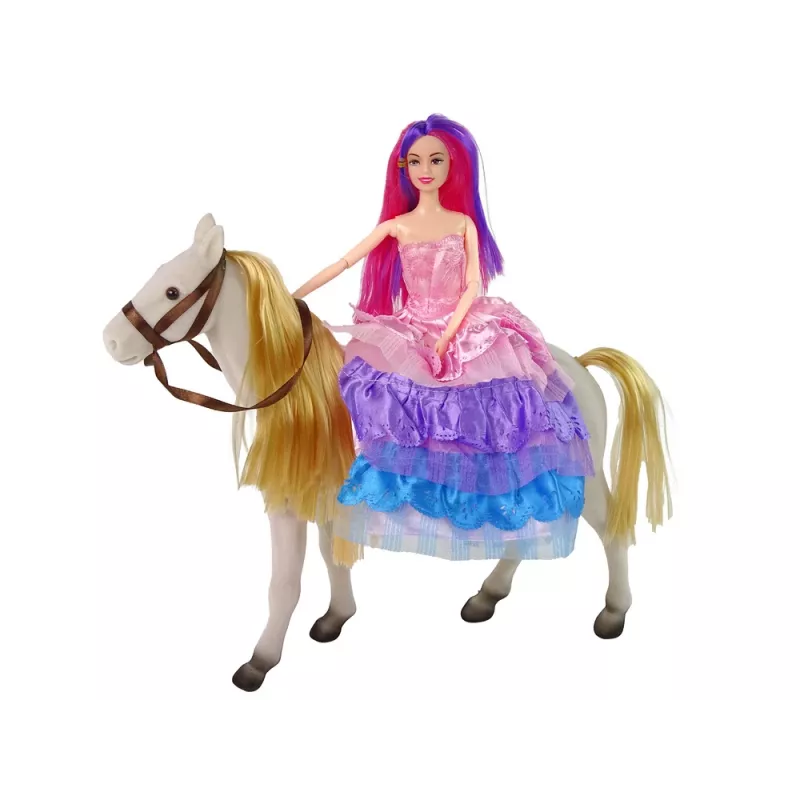 LEAN TOYS Prinsessenpop met witte pony figuren accessoires