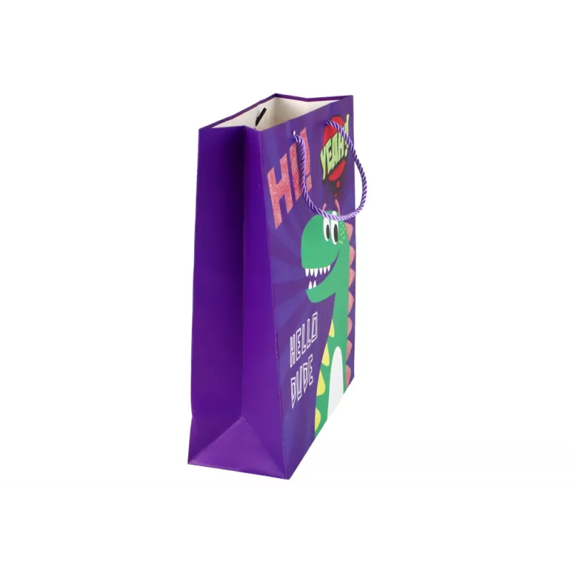 LEAN TOYS paarse dinosaurus papieren cadeautas 32cm x 26cm x 10cm