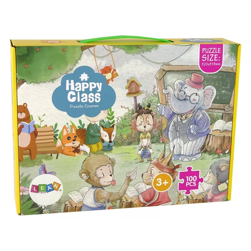 LEAN TOYS Puzzel School voor Dieren 100 stukjes