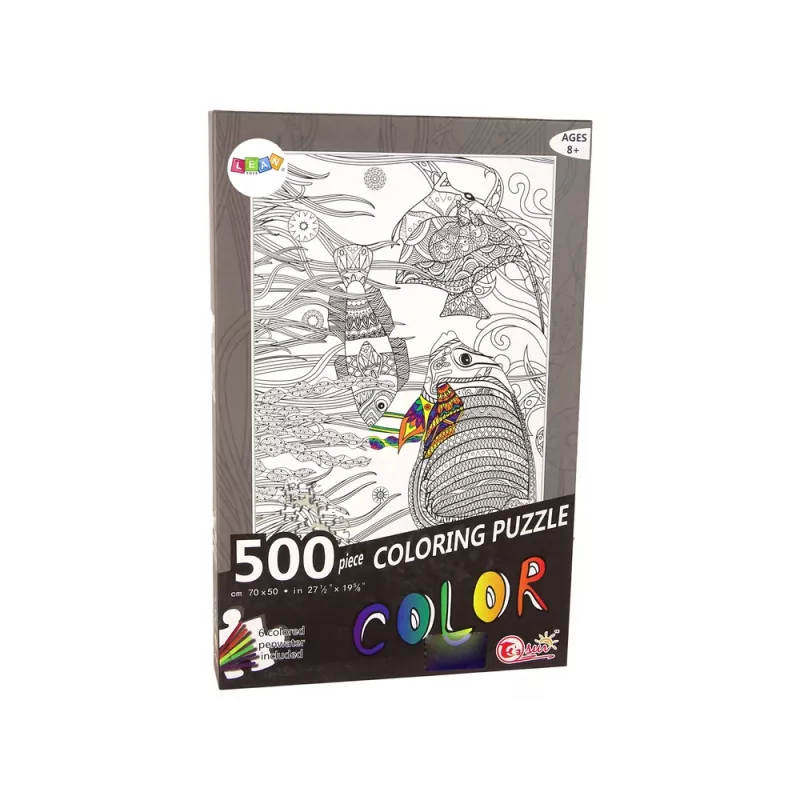 LEAN TOYS Puzzels om te Kleuren 500 Stukjes Vis Oceaan