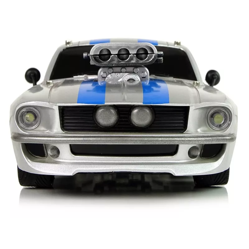LEAN TOYS R/C sportwagen 1:16 zilver blauwe strepen piloot