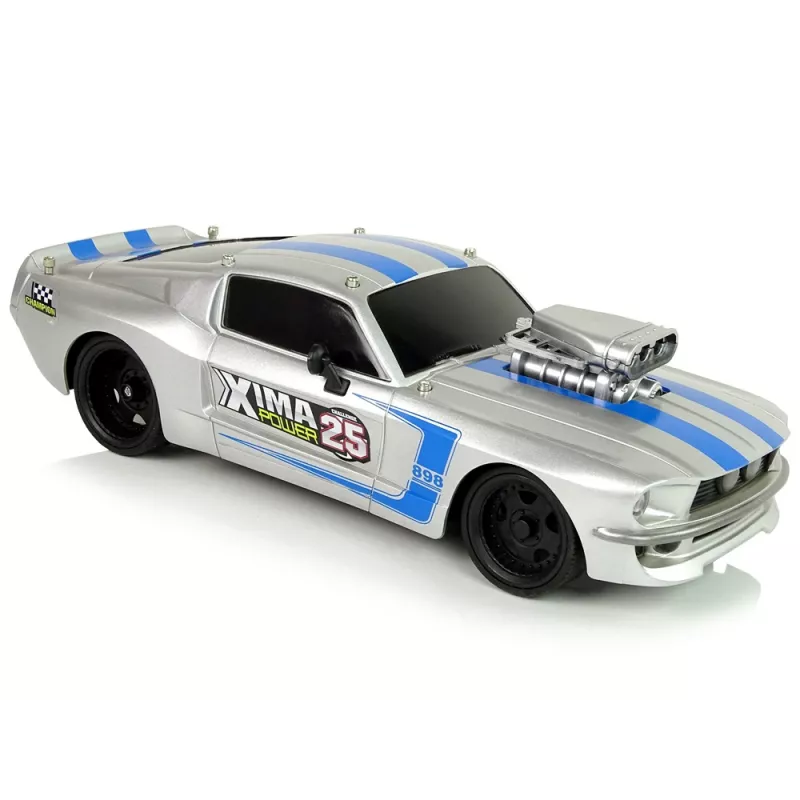 LEAN TOYS R/C sportwagen 1:16 zilver blauwe strepen piloot