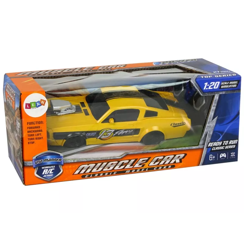 LEAN TOYS Op afstand bestuurbare sportwagen Classic 1:20 geel piloot