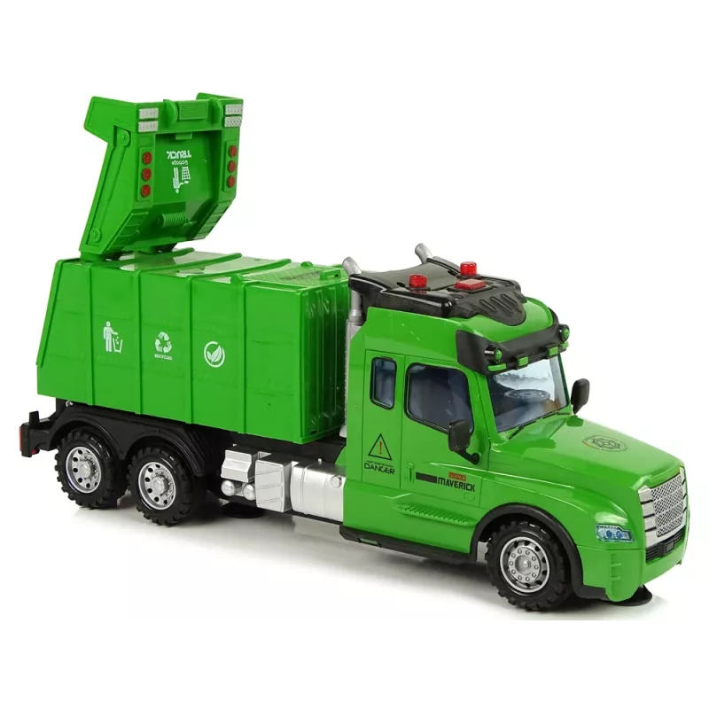 LEAN TOYS vuilniswagen Pilot op afstandsbediening 2.4G lichten geluiden groen