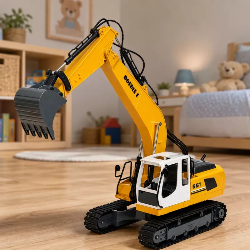 LEAN TOYS op afstand bestuurbare RC Crawler graafmachine met licht en geluid geel 1:16