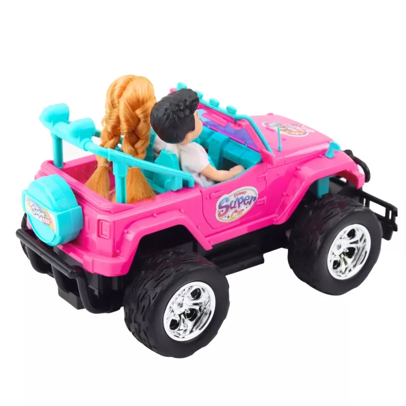 LEAN TOYS op afstand bestuurbare offroad-auto met poppen roze 1:16