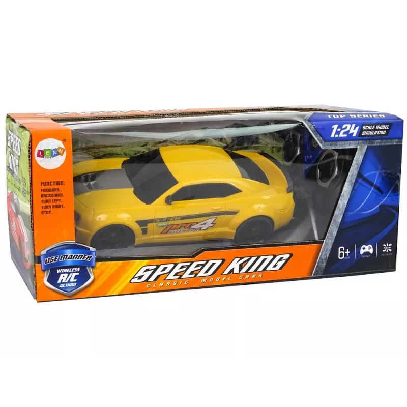 LEAN TOYS Op afstand bestuurbare sportwagen 1:24 Racing geel getinte ruiten