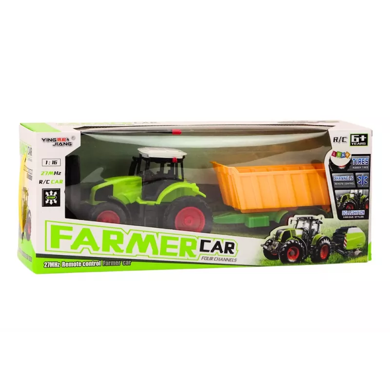 LEAN TOYS op afstand bestuurbare tractor met aanhanger RC 1:16 groen