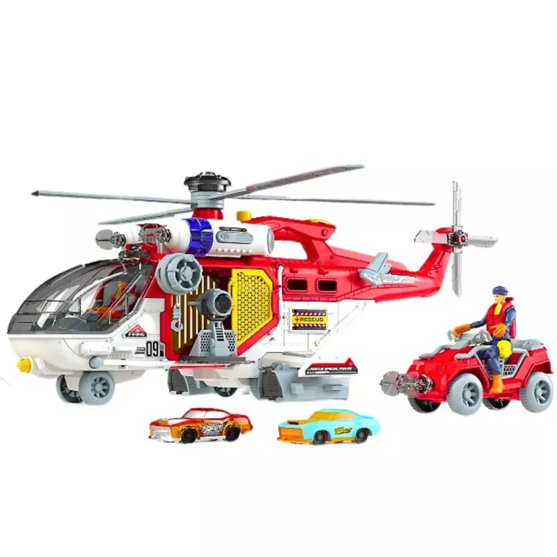 LEAN TOYS reddingshelikopter multifunctionele accessoires met licht- en geluidseffecten