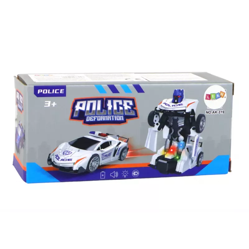 LEAN TOYS robotauto politie wit 2in1 transformatie