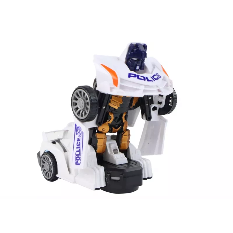 LEAN TOYS robotauto politie wit 2in1 transformatie