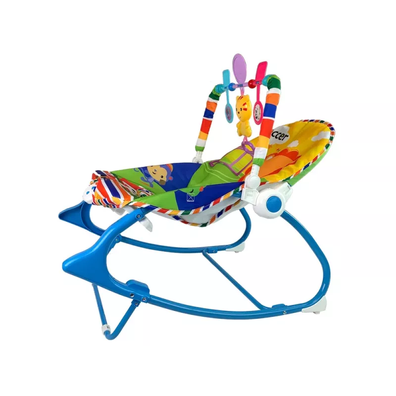 LEAN TOYS schommelstoel 2in1 blauw tijger geluiden trilling
