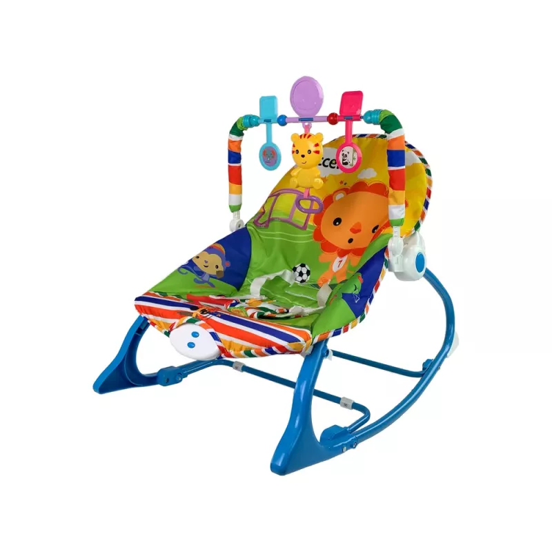 LEAN TOYS schommelstoel 2in1 blauw tijger geluiden trilling