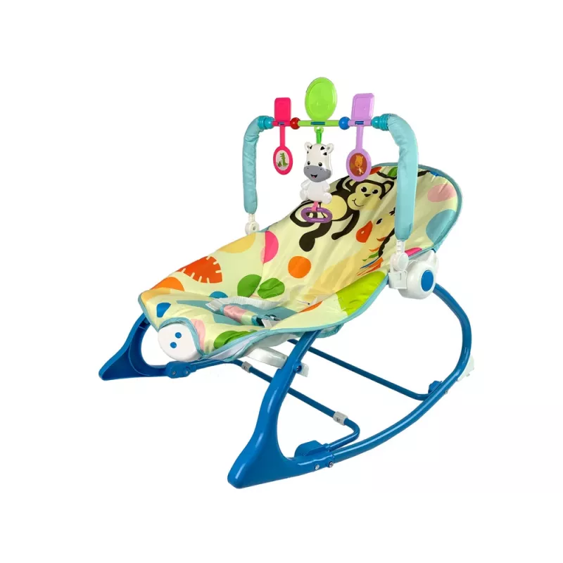 LEAN TOYS schommelstoel 2in1 blauw zebra geluiden trilling