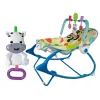 LEAN TOYS schommelstoel 2in1 blauw zebra geluiden trilling