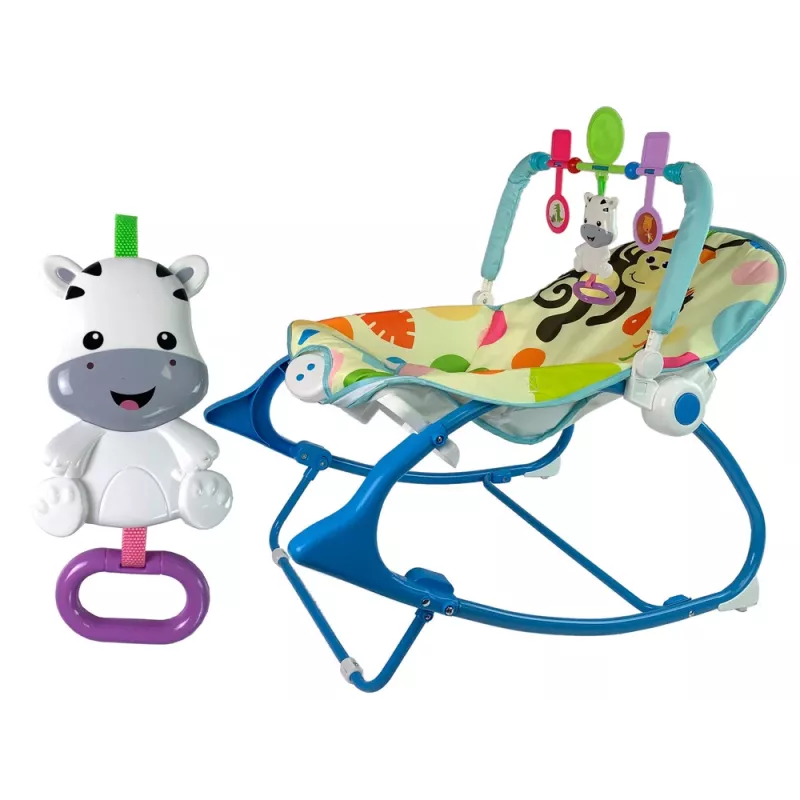 LEAN TOYS schommelstoel 2in1 blauw zebra geluiden trilling