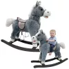 LEAN TOYS Schommelpaard met zadel, voetsteunen, geluiden, grijs, 74 cm