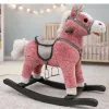 LEAN TOYS Schommelpaard met zadel, voetschommel, geluiden, roze, 74 cm