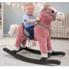 LEAN TOYS Schommelpaard met zadel, voetschommel, geluiden, roze, 74 cm