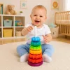 LEAN TOYS roterende piramide toren sorteerder regenboog puzzel 36cm 6 stuks