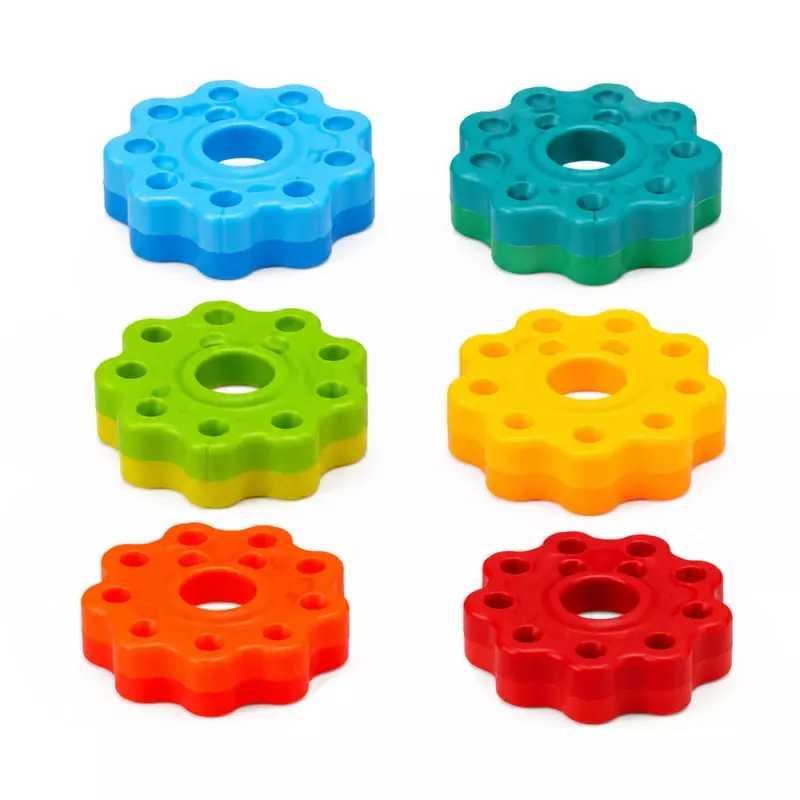 LEAN TOYS roterende piramide toren sorteerder regenboog puzzel 36cm 6 stuks