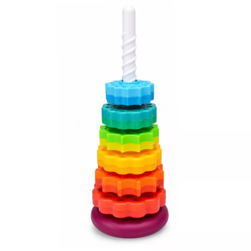 LEAN TOYS roterende piramide toren sorteerder regenboog puzzel 36cm 6 stuks