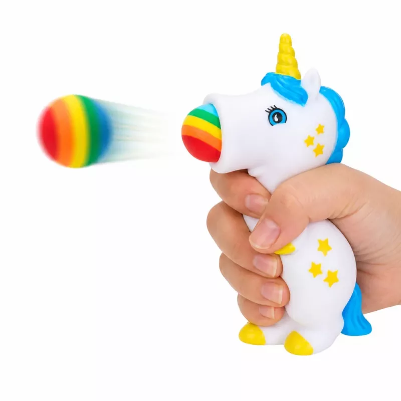 LEAN TOYS rubberen balletjespistool eenhoorn lanceerder voor kinderen 5 ballen
