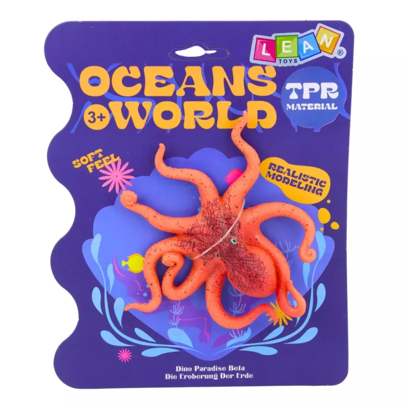LEAN TOYS rubber octopus figuur rekbaar realistisch zeedier 12cm
