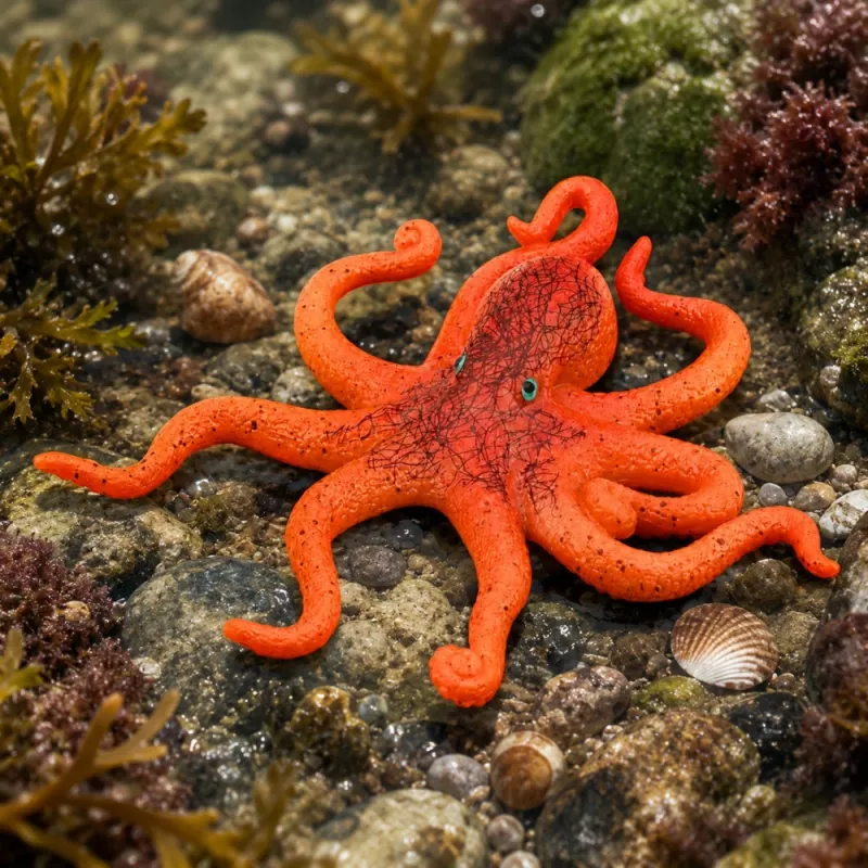 LEAN TOYS rubber octopus figuur rekbaar realistisch zeedier 12cm