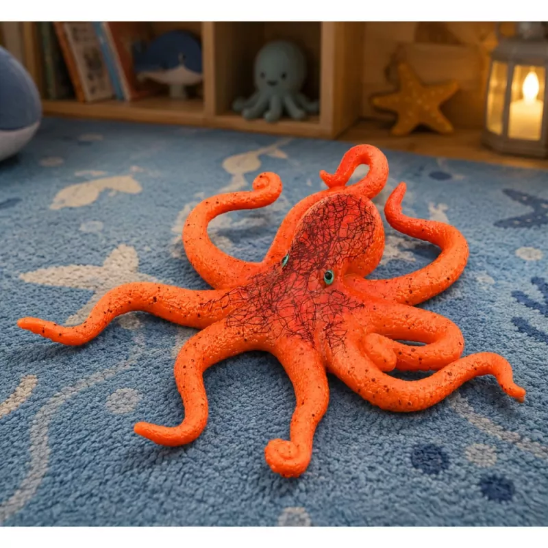 LEAN TOYS rubber octopus figuur rekbaar realistisch zeedier 12cm