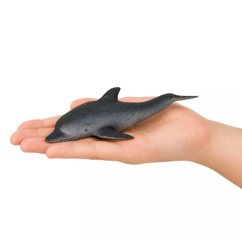 LEAN TOYS rubberen dolfijnfiguur, zacht en realistisch, TPR, donkergrijs, 17,5 cm