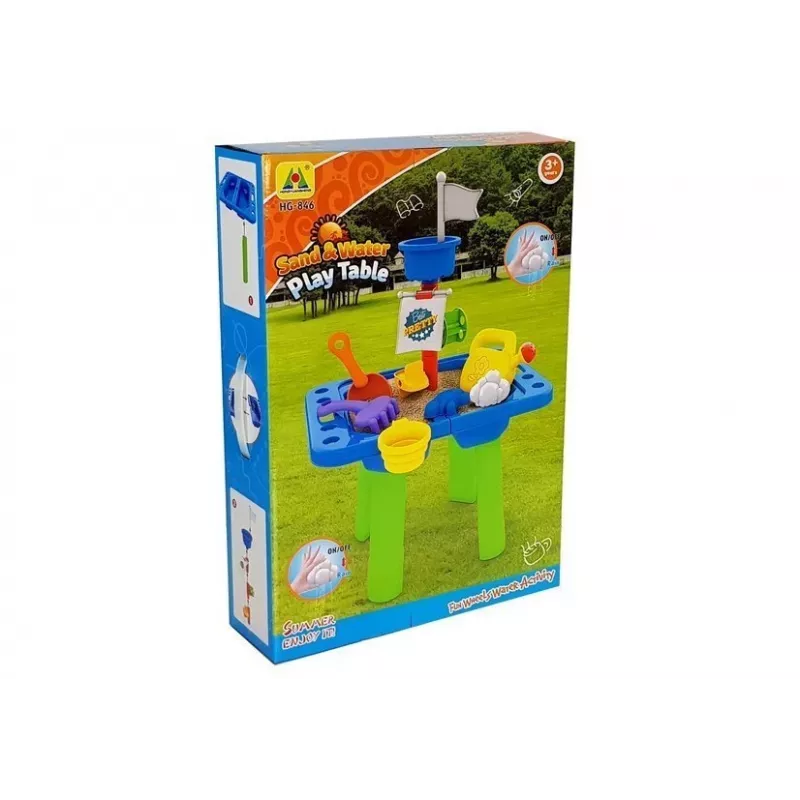 LEAN TOYS zandtafel met vormpjes, schep, hark en wolk - meerkleurig