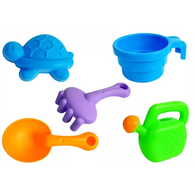 LEAN TOYS zandtafel met vormpjes, schep, hark en wolk - meerkleurig