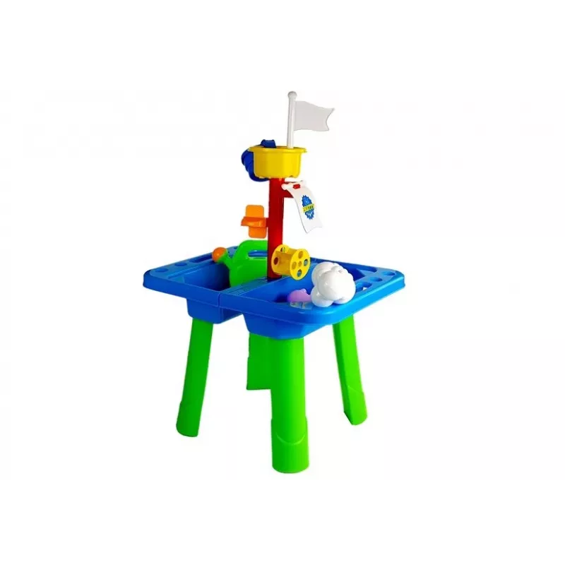 LEAN TOYS zandtafel met vormpjes, schep, hark en wolk - meerkleurig