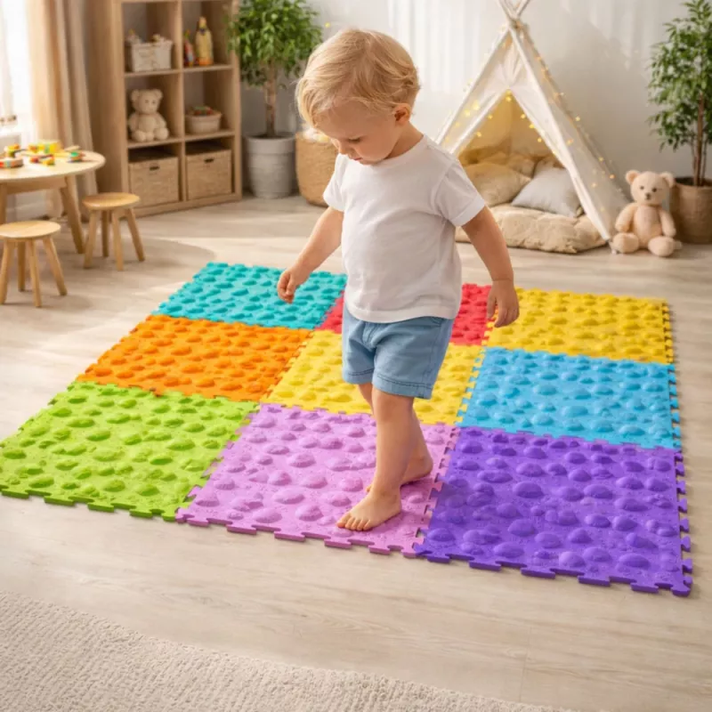 LEAN TOYS sensorische pad puzzeltegels diverse structuren kleuren 24,5 cm 10 stuks