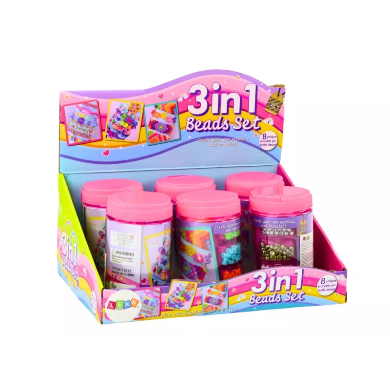 LEAN TOYS Set kralen in pot voor het maken van sieraden 3in1