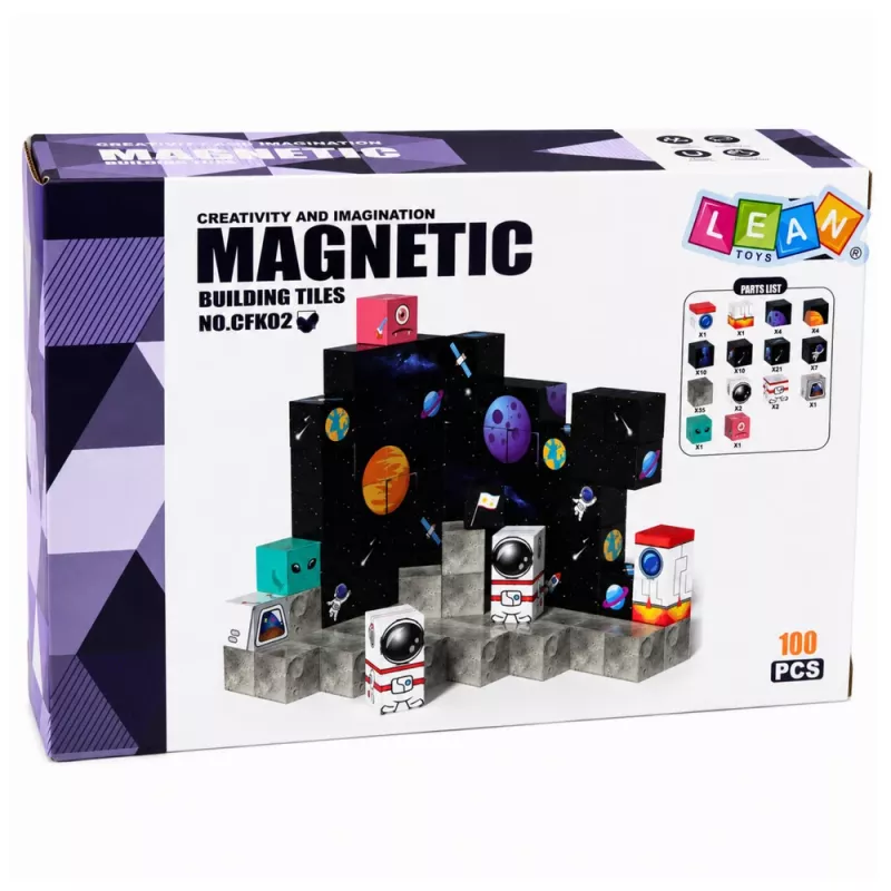 LEAN TOYS set van magnetische bouwstenen kubussen Pixels 3D Space 100 stuks
