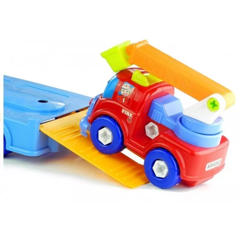 LEAN TOYS voertuigset politie brandweer autotransporter schroefvoertuigen