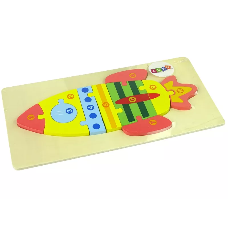 LEAN TOYS Set van houten legpuzzels raket cijfers