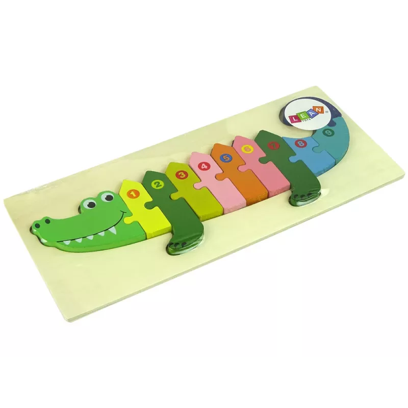 LEAN TOYS Set van houten puzzels krokodil cijfers
