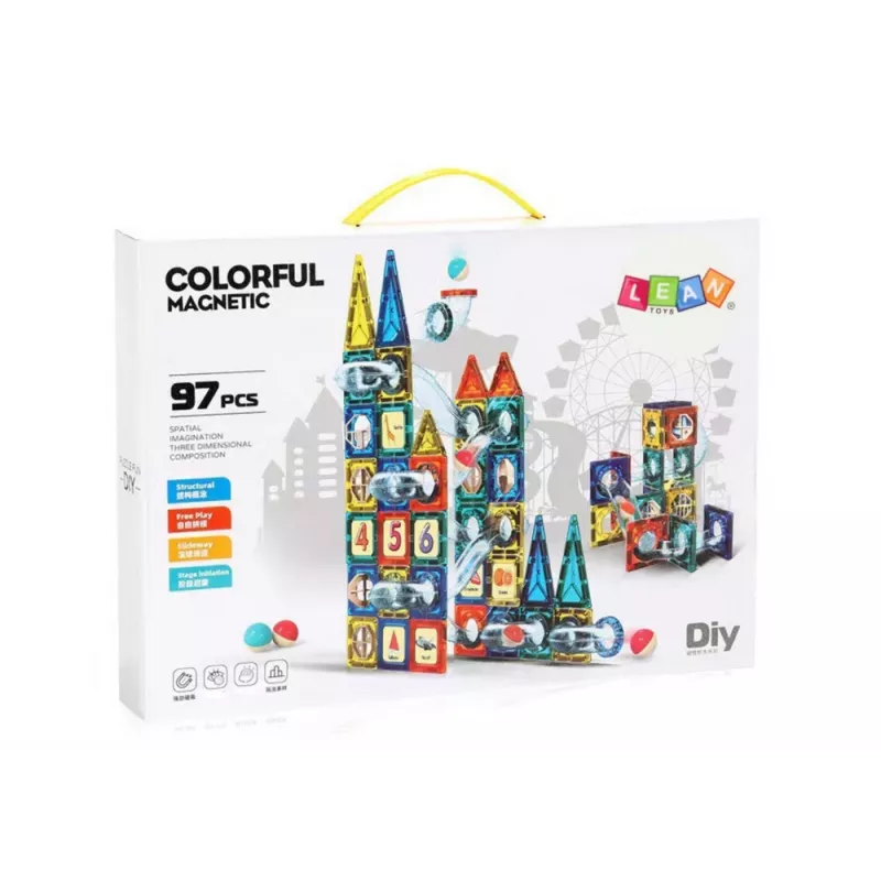 LEAN TOYS Glijbaan Set Voor Ballen Magneetblokken 168 Stukjes