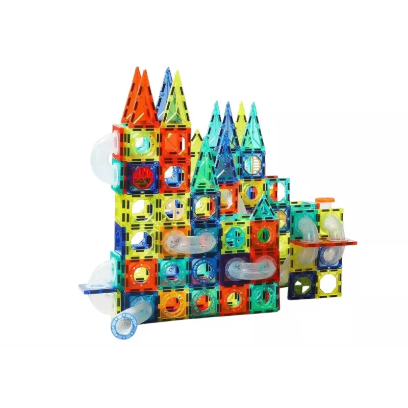 LEAN TOYS Glijbaan Set Voor Ballen Magneetblokken 168 Stukjes
