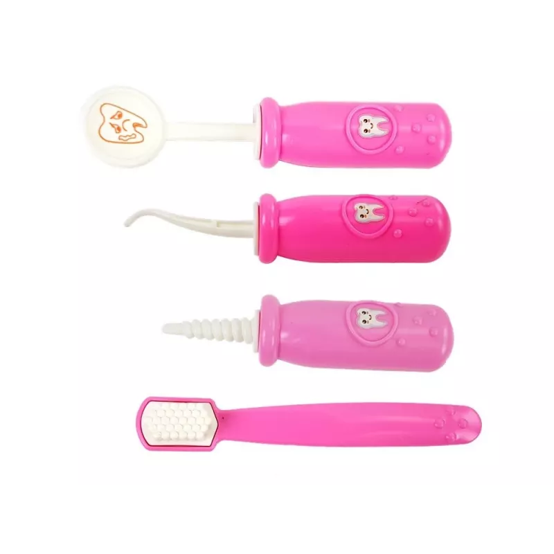 LEAN TOYS kleine tandartsset met accessoires in roze tas