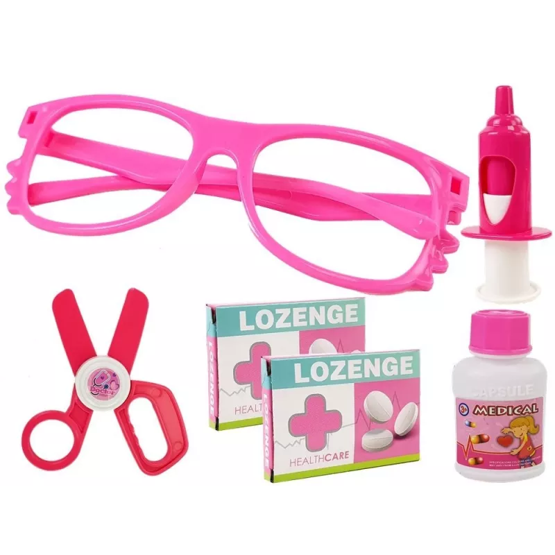 LEAN TOYS kleine tandartsset met accessoires in roze tas