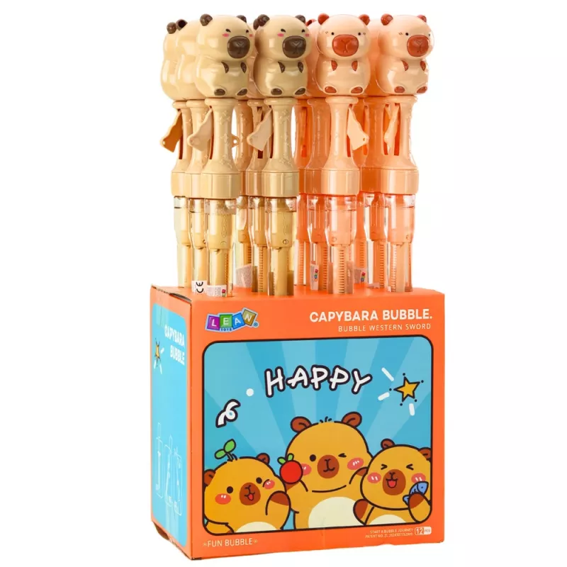 LEAN TOYS bellenblaas grote uitschuifbare stok capybara 49,5 cm 100 ml