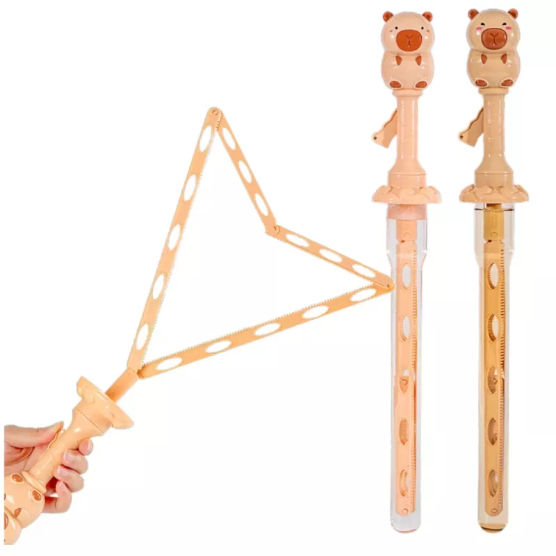 LEAN TOYS bellenblaas grote uitschuifbare stok capybara 49,5 cm 100 ml